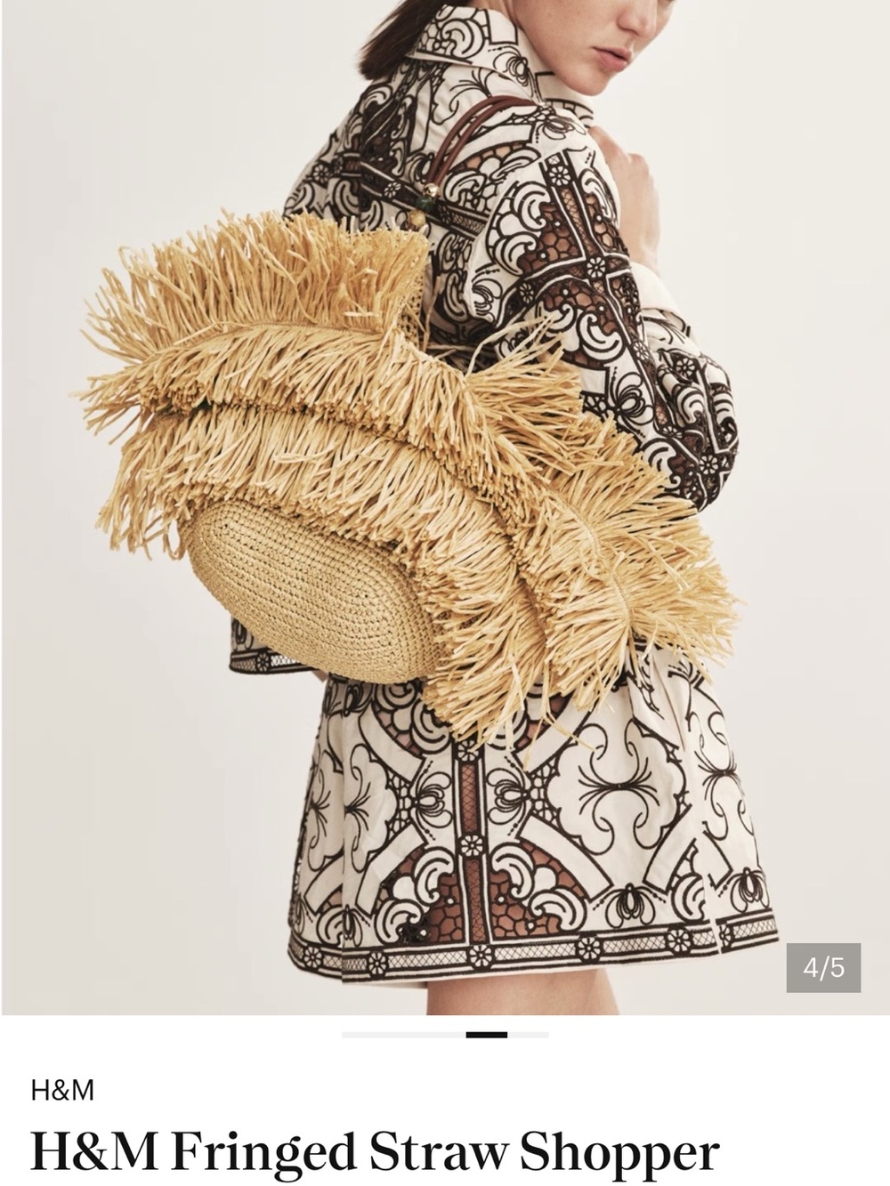 H&M Natural Yellow Fringed Straw Shopper